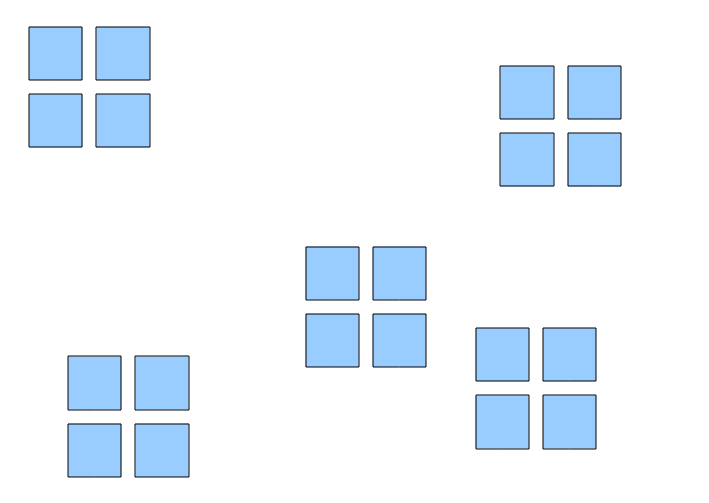 Exemple de grappes de quadrats pour l'échantillonnage par grappes.