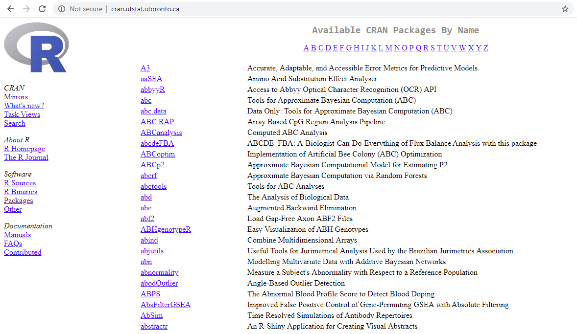 Liste des packages par ordre alphabétique.